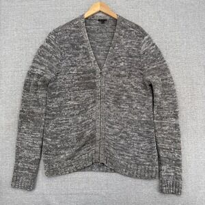 Theory‎ Zip Up Cardigan Sweater Knit Gray Cotton Blend Sz XL Chunky Cottage